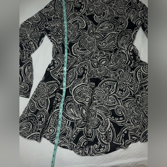 Zara Dress Black and White Floral Paisley Button Up Tie Belt Fit Flare Shirt XXL - Picture 6 of 10